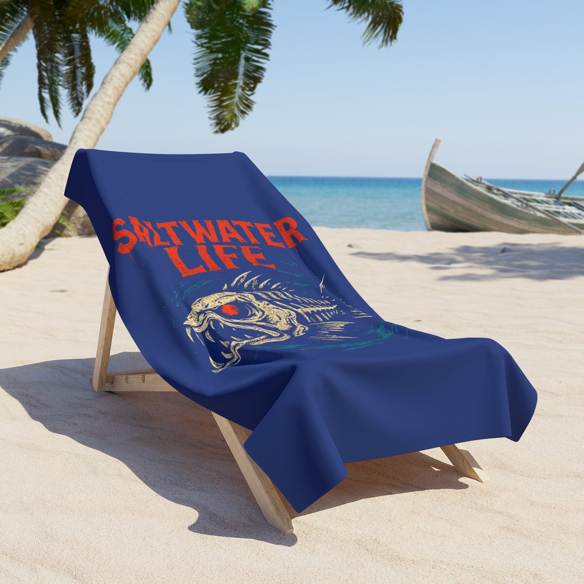 Saltwater Life Beach Towel — Vintage Fish Skeleton Surf & Fishing Towel - Creations by Chris and Carlos