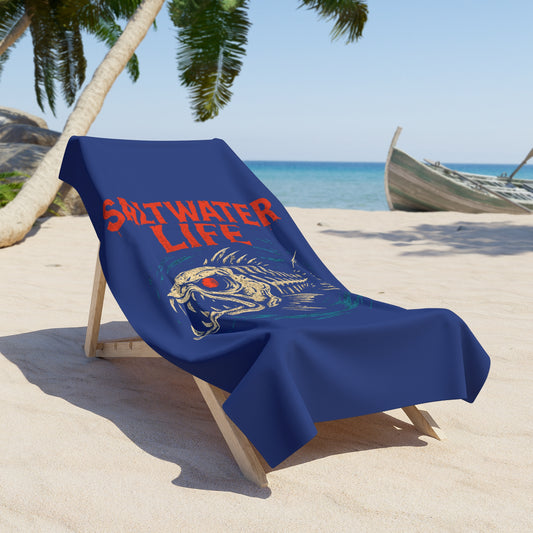 Saltwater Life Beach Towel — Vintage Fish Skeleton Surf & Fishing Towel - Creations by Chris and Carlos
