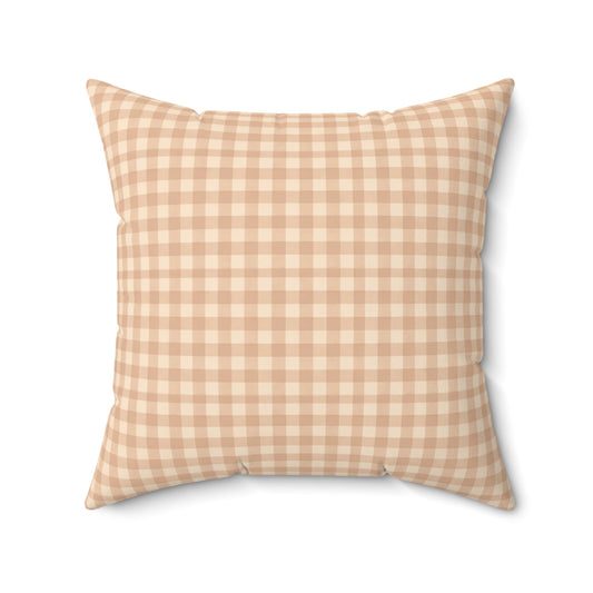 Gingham Faux Suede Square Pillow — Light Blush Check Decorative Throw Pillow - Creations by Chris and Carlos