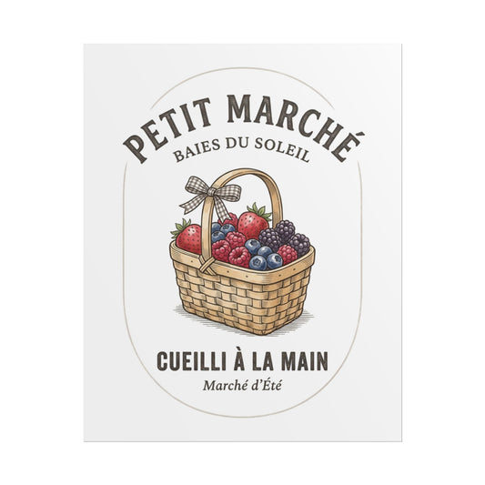Rolled Poster — 'Petit Marché' Vintage Berry Basket Botanical Wall Art - Creations by Chris and Carlos