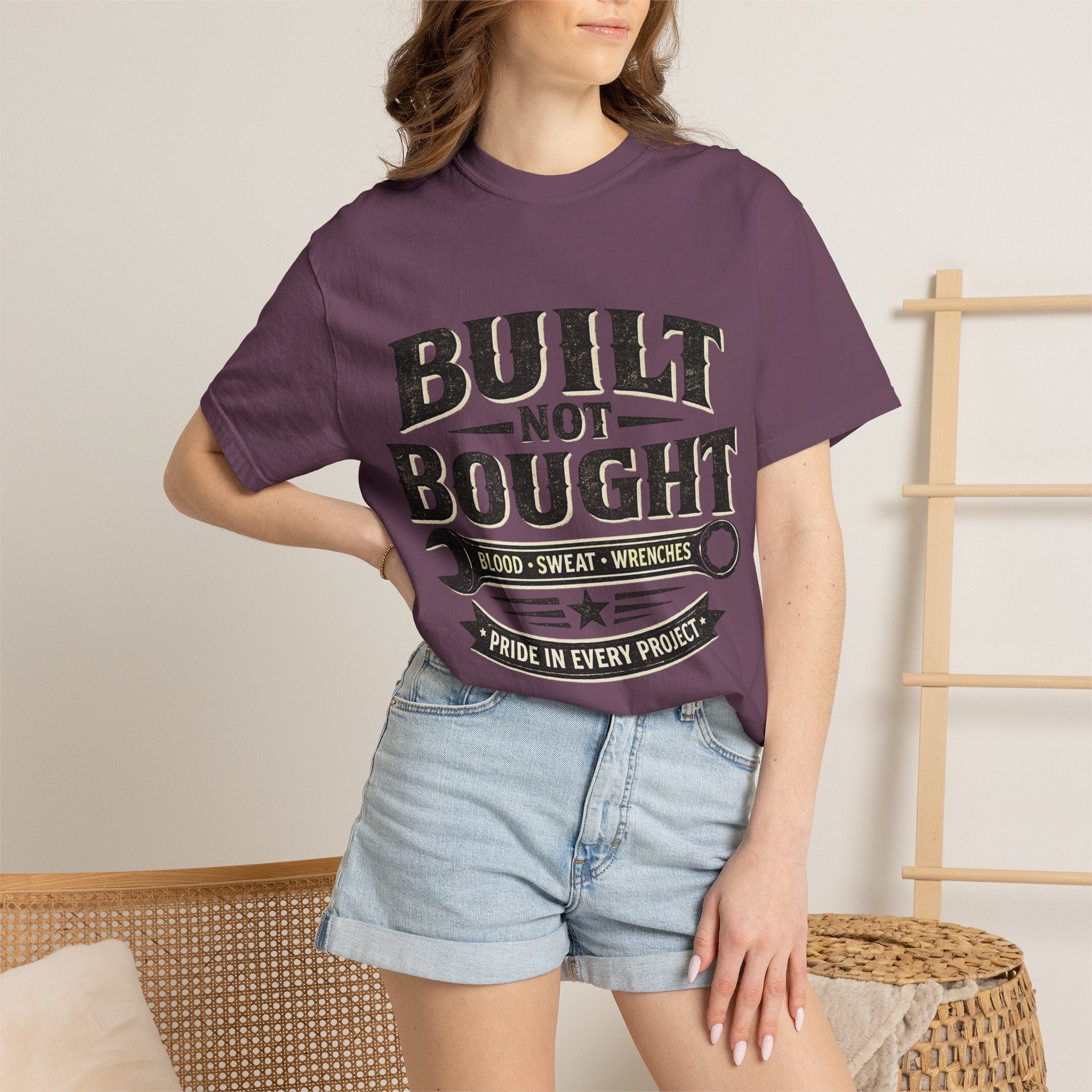Built Not Bought T-Shirt — 'Built Not Bought' Wrench Garage Tee - Creations by Chris and Carlos