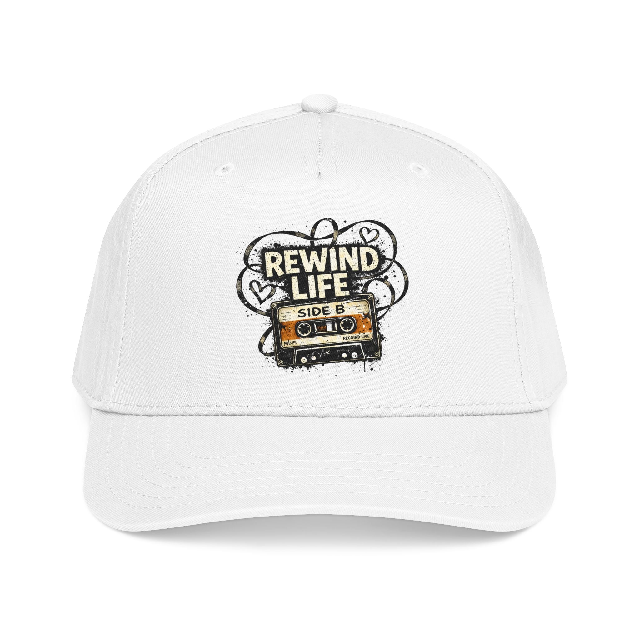 Rewind Life Cassette Cap — Retro Music Mid-Profile Baseball Hat - Creations by Chris and Carlos