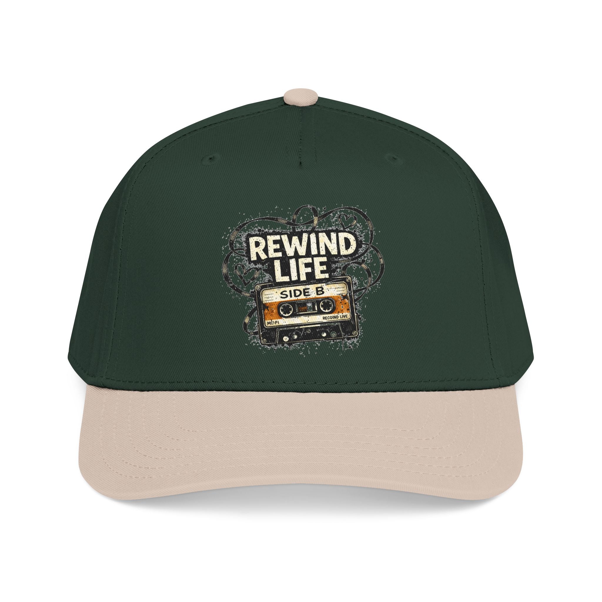 Rewind Life Cassette Cap — Retro Music Mid-Profile Baseball Hat - Creations by Chris and Carlos