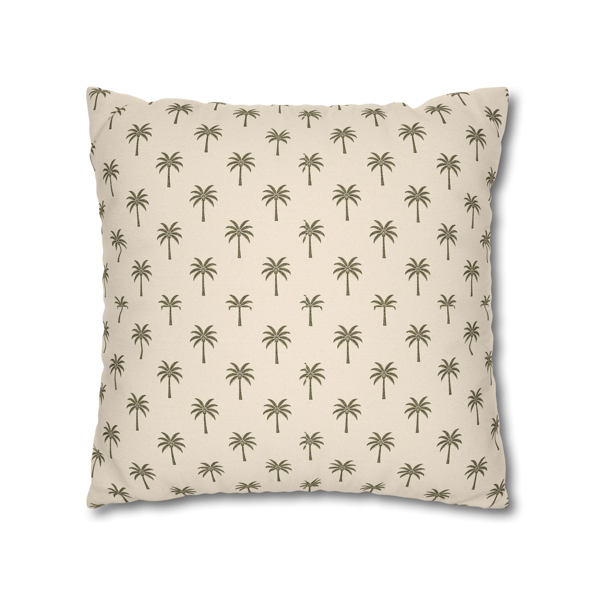 Palm Pattern Square Pillowcase — Tropical Beige Decorative Throw Pillow Cover - Creations by Chris and Carlos