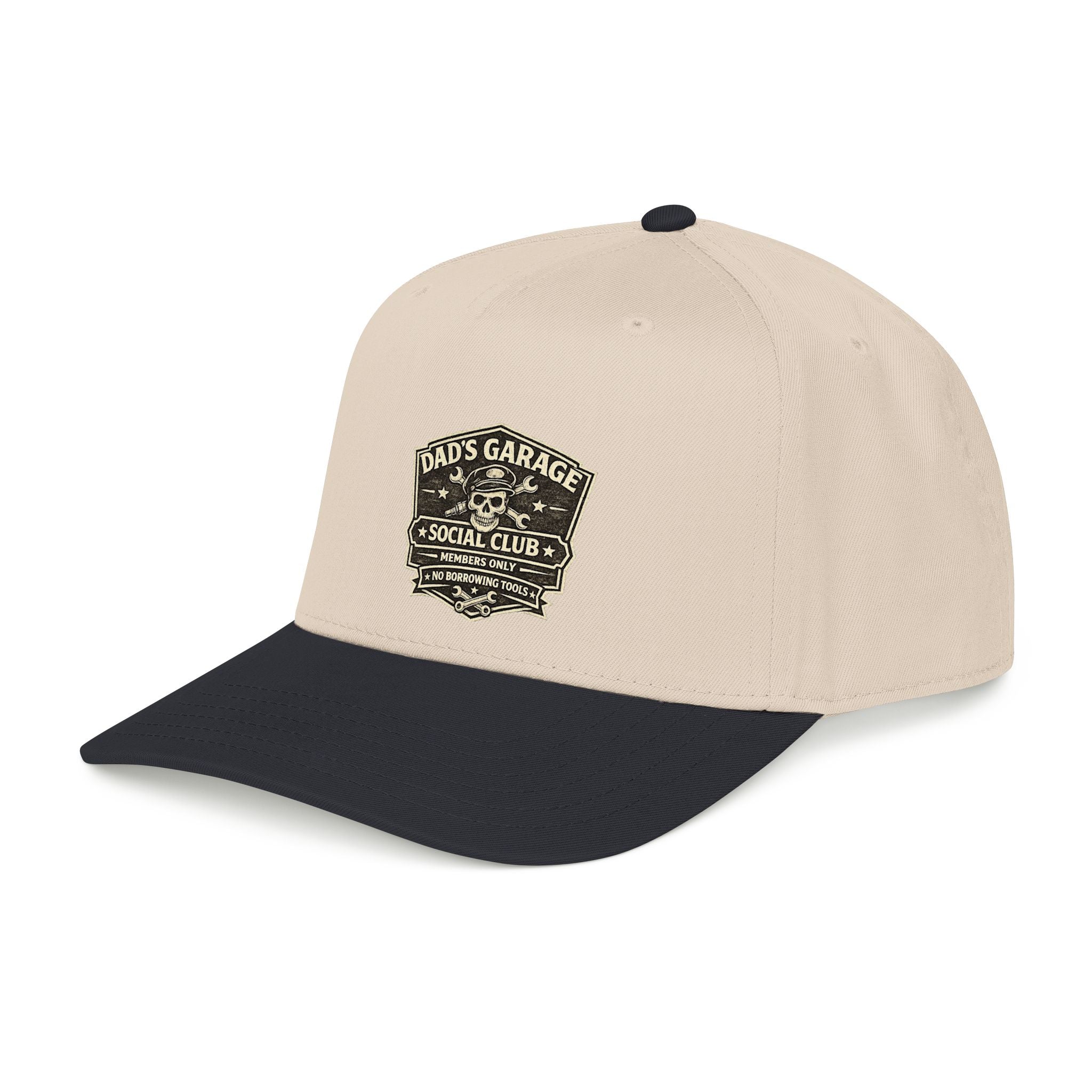 Dad's Garage Social Club Baseball Cap — Vintage Mechanic Snapback Hat - Creations by Chris and Carlos