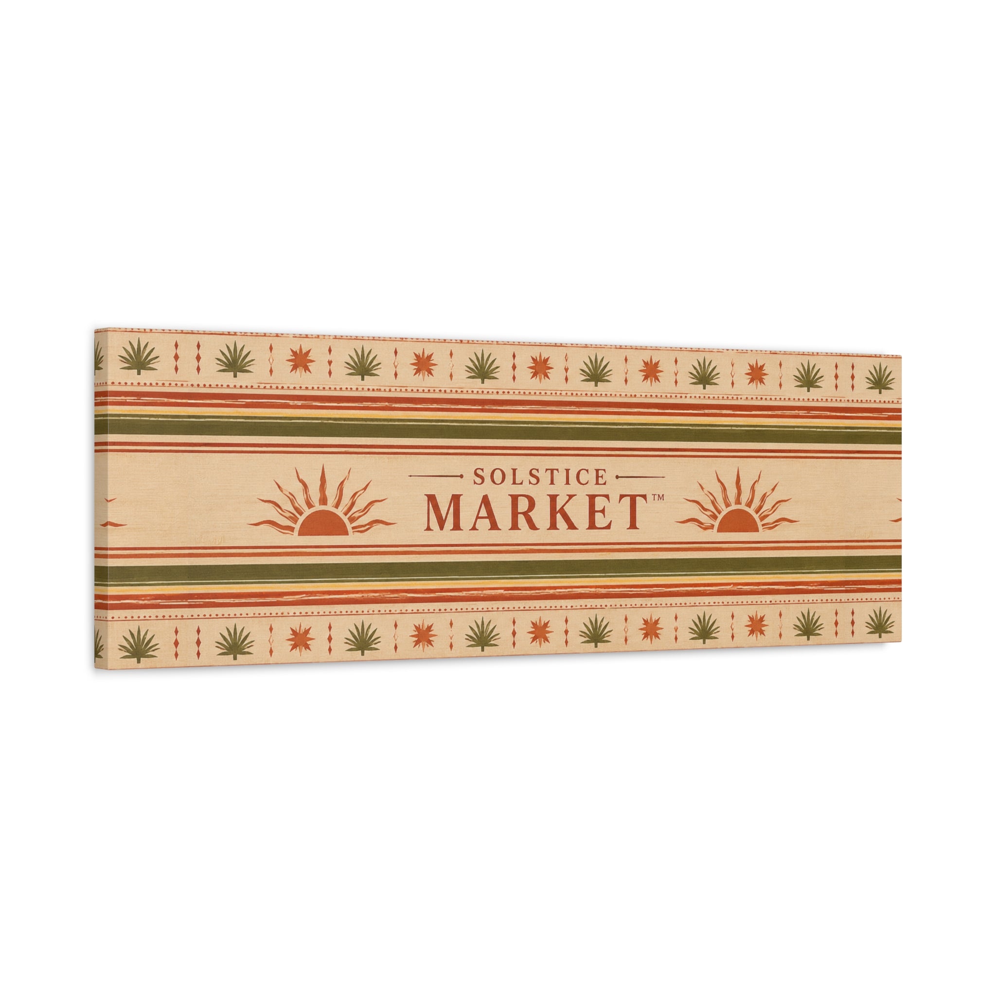 Solstice Market Canvas Wall Art – Rustic Sun Stripe Stretched Canvas - Creations by Chris and Carlos