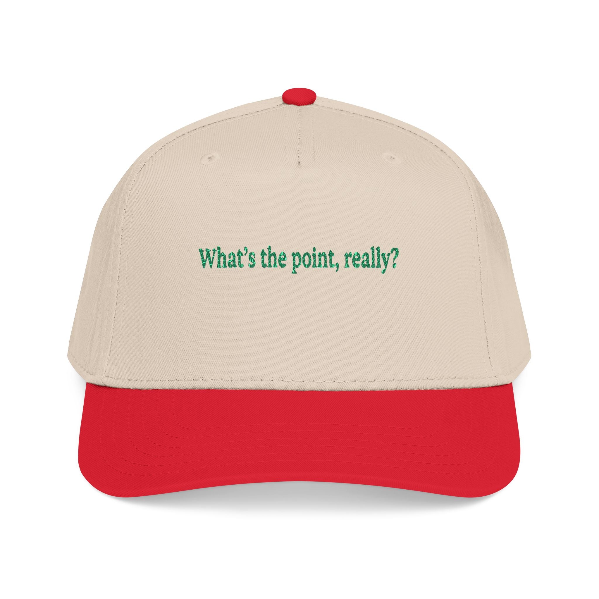 Embroidered 'What's the point, really?' Baseball Cap - Creations by Chris and Carlos