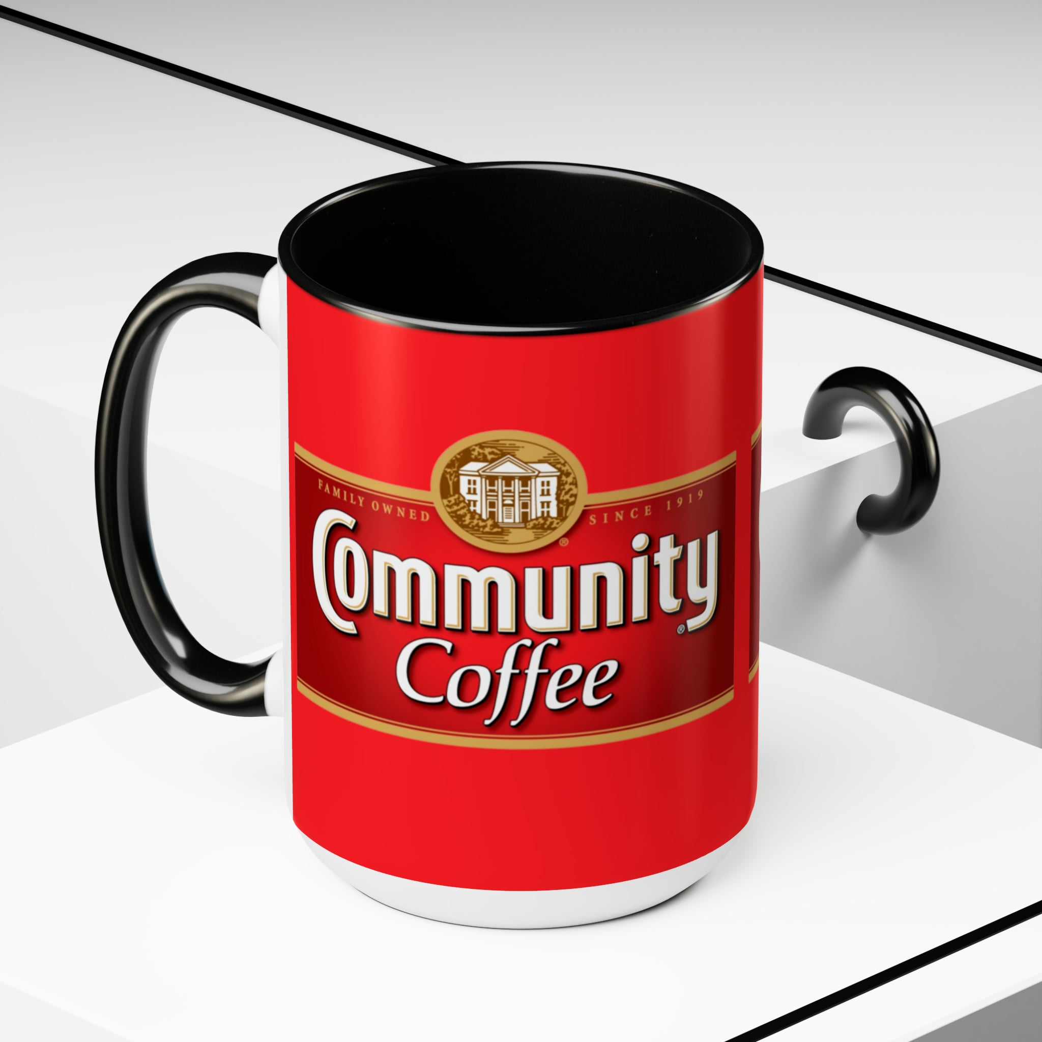 Community Coffee- jcWhite Ceramic Mug - Creations by Chris and Carlos