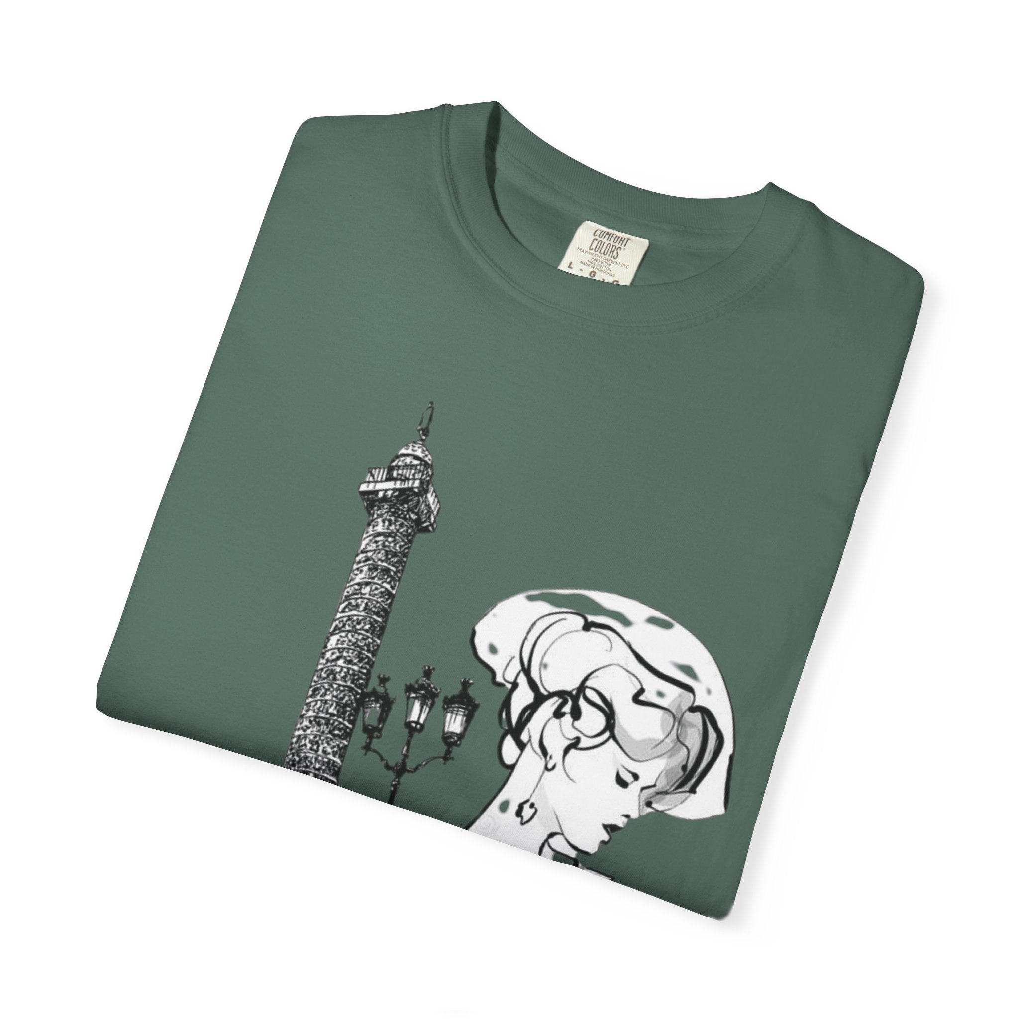 Parisian Vintage Illustration T-Shirt — Eiffel Tower & Chic Lady Tee - Creations by Chris and Carlos