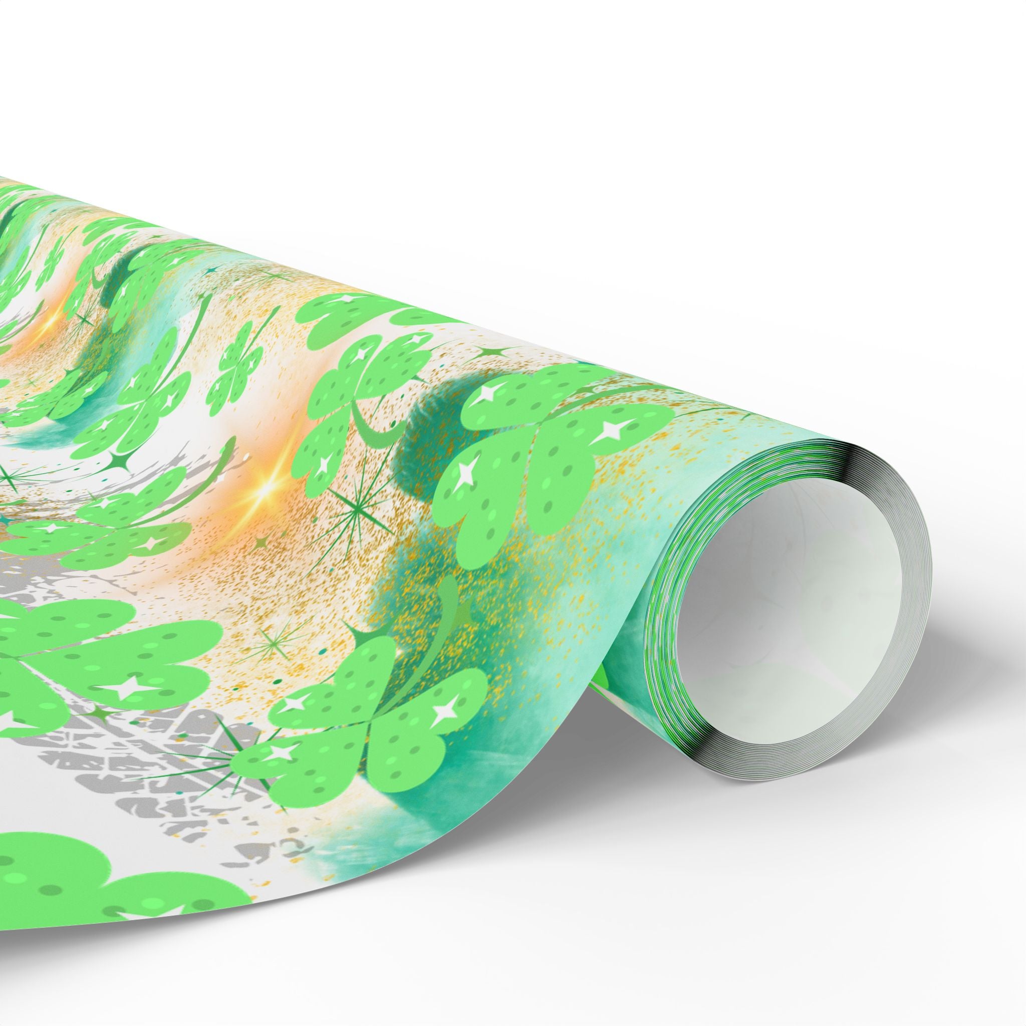 St. Patrick’s Day Shamrock Wrapping Paper Roll — Green Clover Gift Wrap - Creations by Chris and Carlos