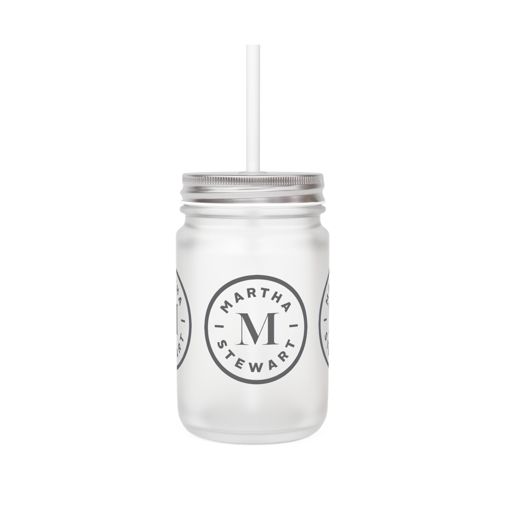 Martha- Martha Stewart Mason Jar Tumbler with Lid & Straw — Vintage Seal Logo Drink Mug - Creations by Chris and Carlos