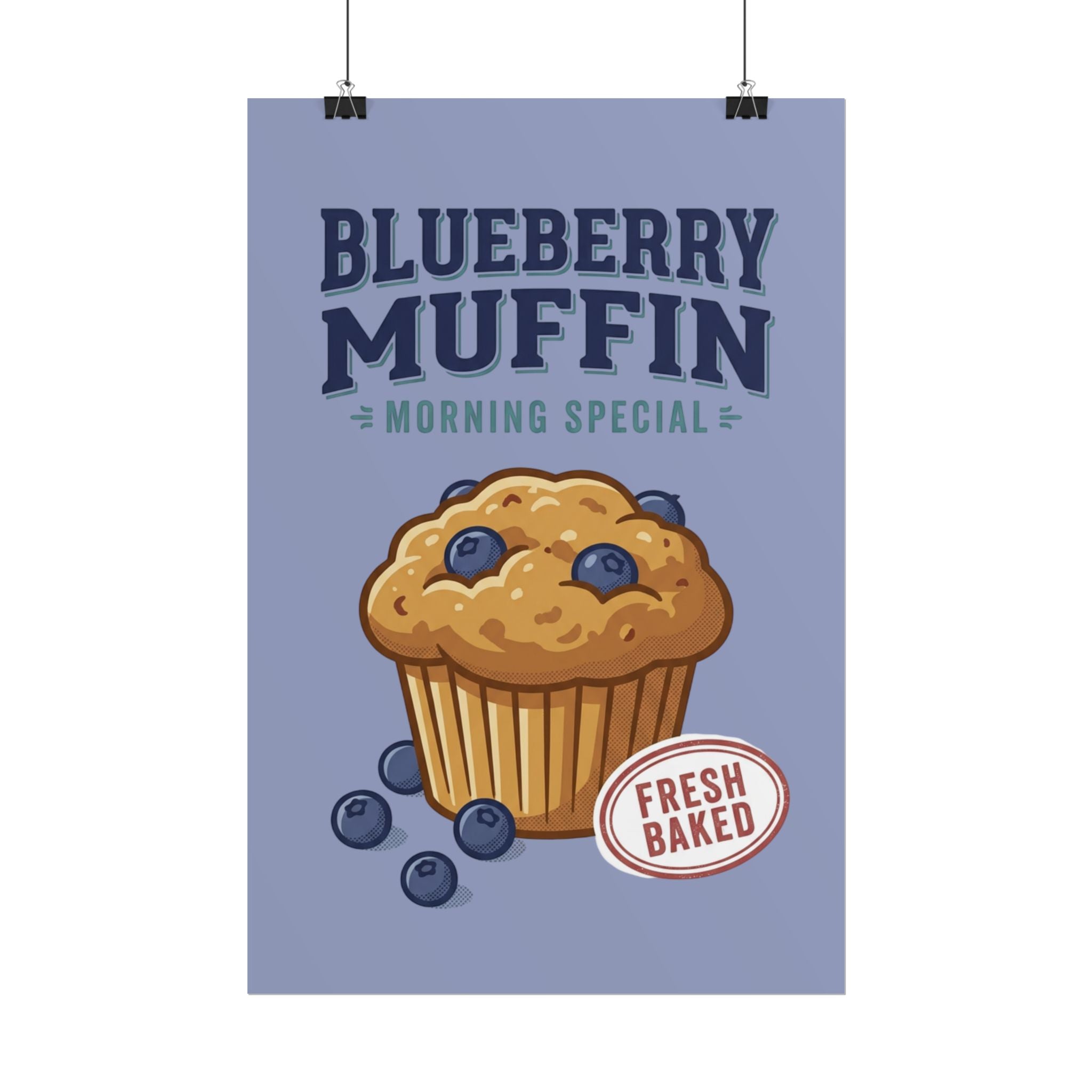 Blueberry Muffin Poster - 'Morning Special' Fresh Baked Kitchen Wall Art - Creations by Chris and Carlos