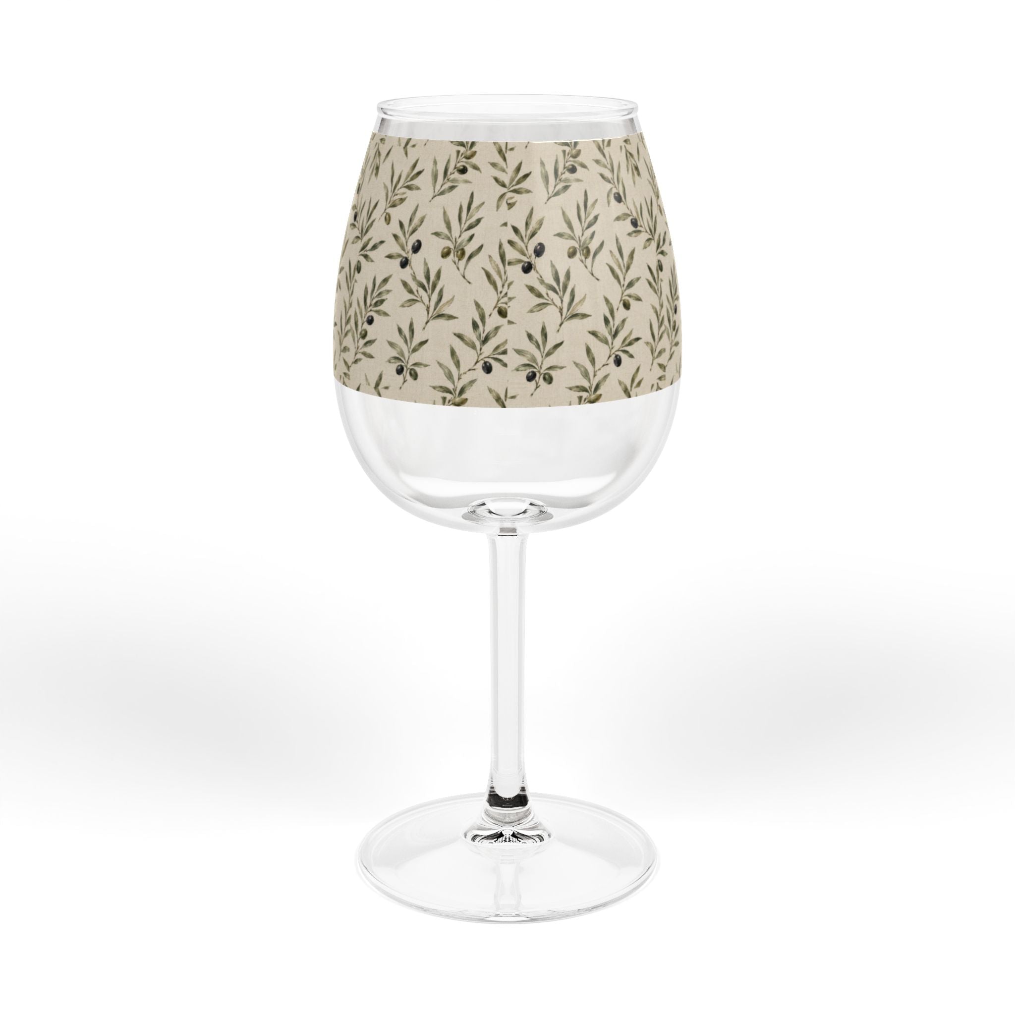 12oz Olive Branch Wine Glass - Botanical Stemware for Rustic Entertaining - Creations by Chris and Carlos