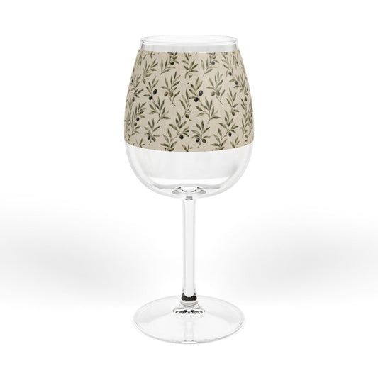 12oz Olive Branch Wine Glass - Botanical Stemware for Rustic Entertaining - Creations by Chris and Carlos