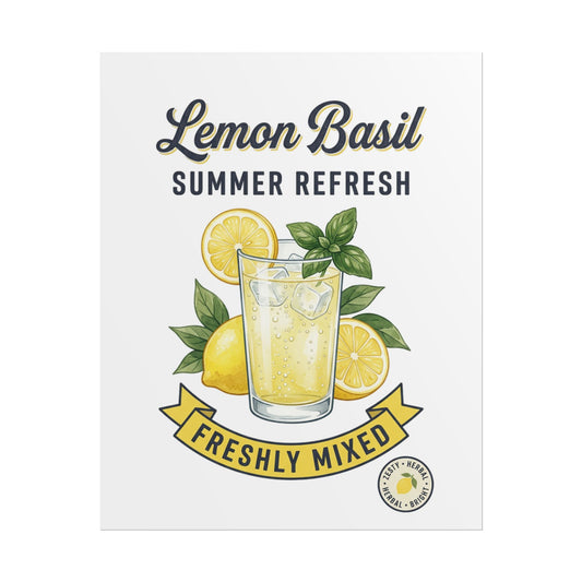 Lemon Basil Summer Refresh Poster — "Freshly Mixed" Vintage Citrus Kitchen Art - Creations by Chris and Carlos