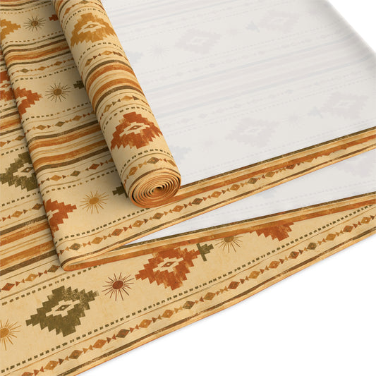 Southwestern Stripe Table Runner — Rustic Aztec Cotton-Poly Accent - Creations by Chris and Carlos