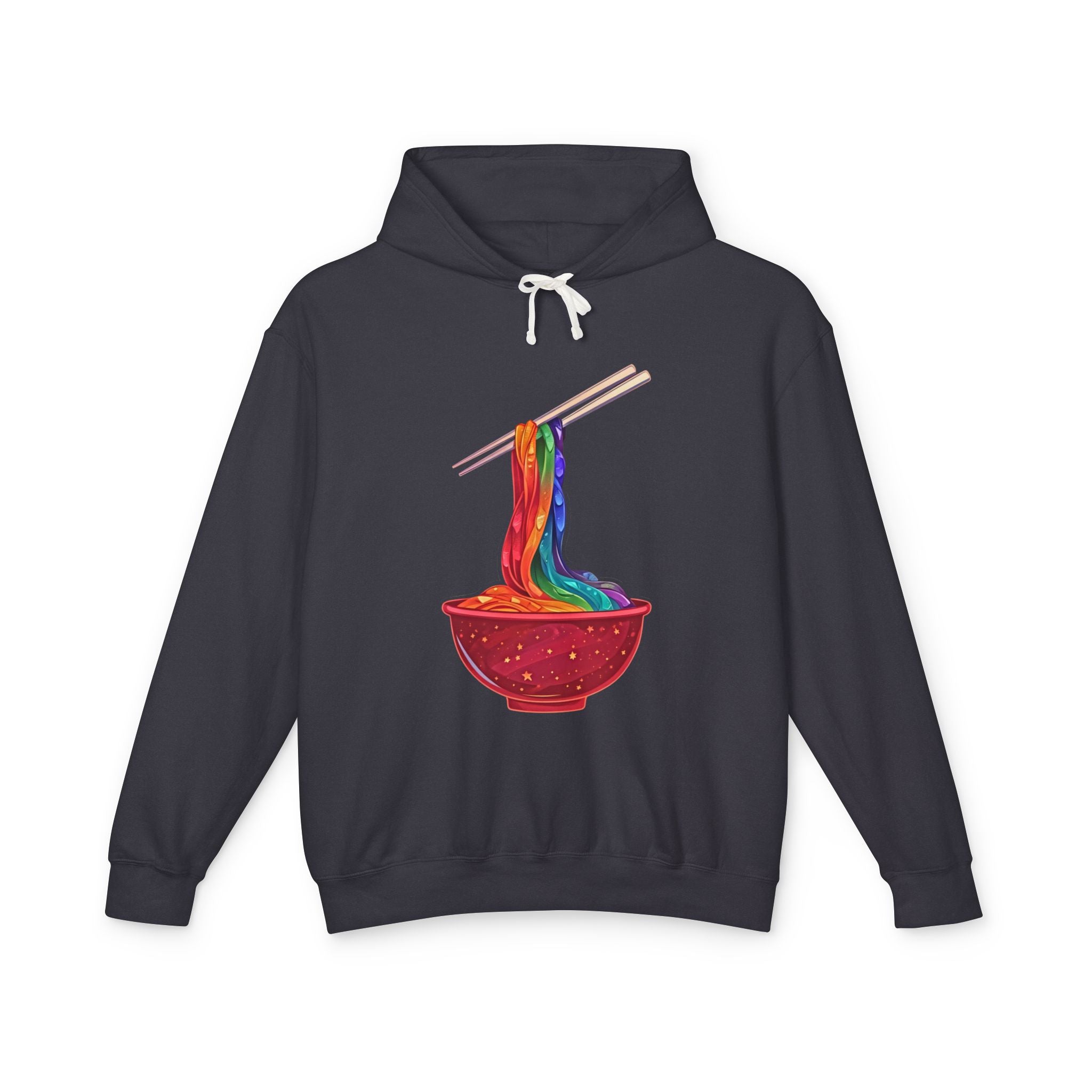 Rainbow Ramen Hoodie — Colorful Noodle Bowl Graphic Sweatshirt - Creations by Chris and Carlos