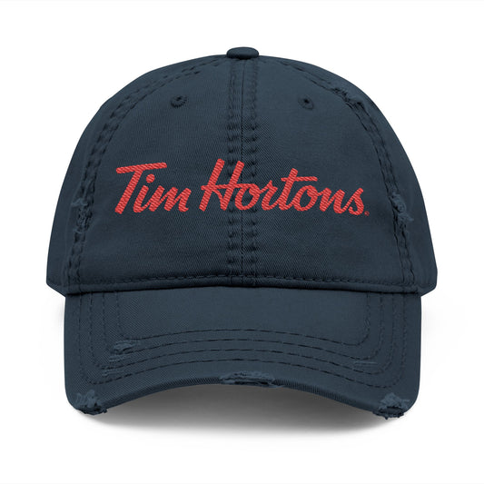 Tim Hortons Embroidered Distressed Dad Hat — Washed Vintage Baseball Cap - Creations by Chris and Carlos