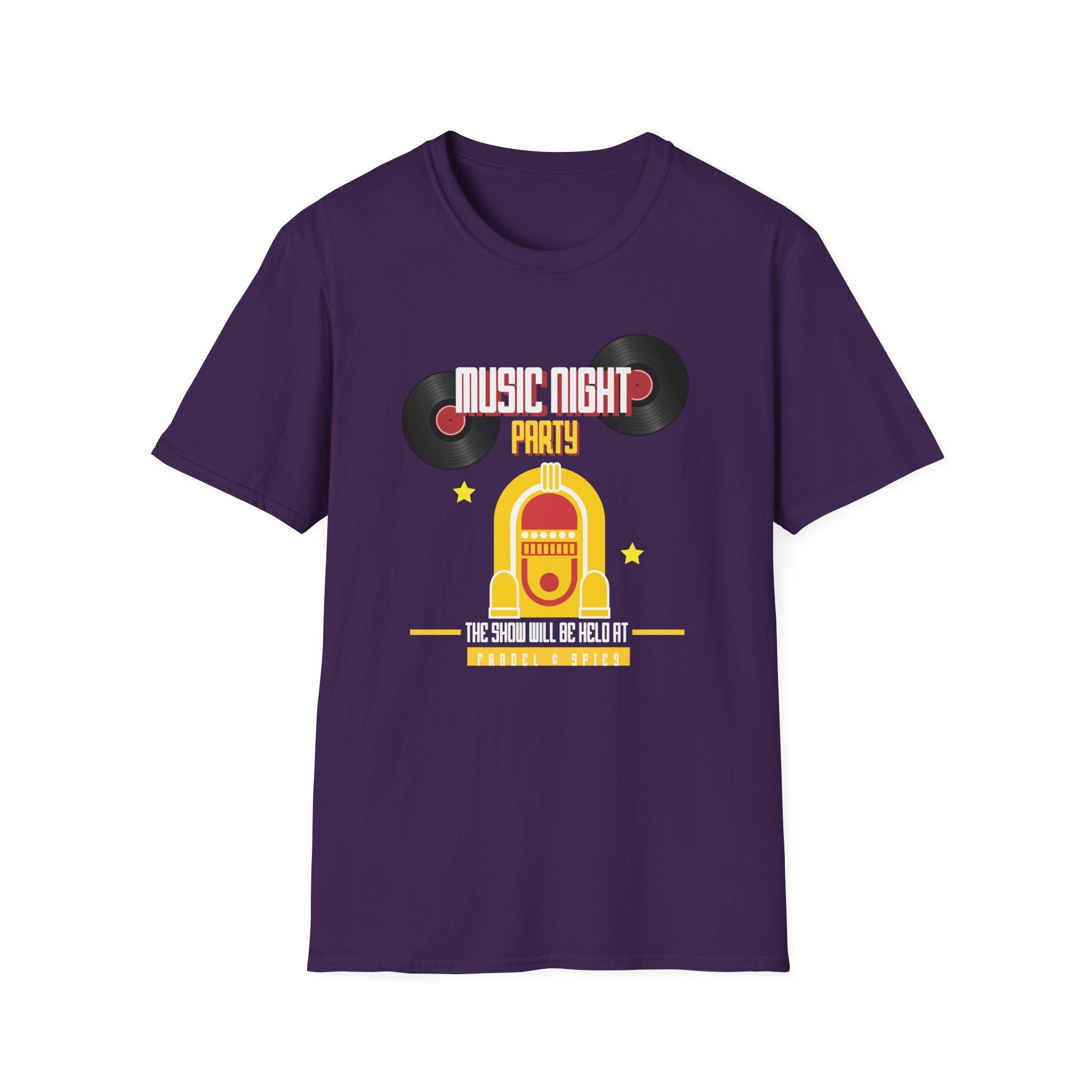 Music Night Party T-Shirt — Retro Jukebox & Vinyl Record Tee - Creations by Chris and Carlos