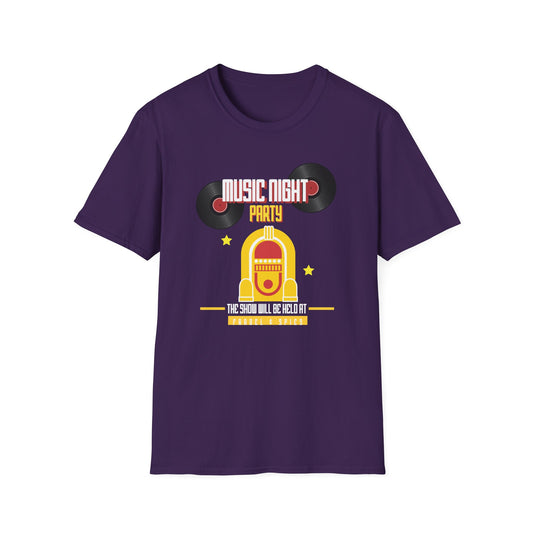 Music Night Party T-Shirt — Retro Jukebox & Vinyl Record Tee - Creations by Chris and Carlos