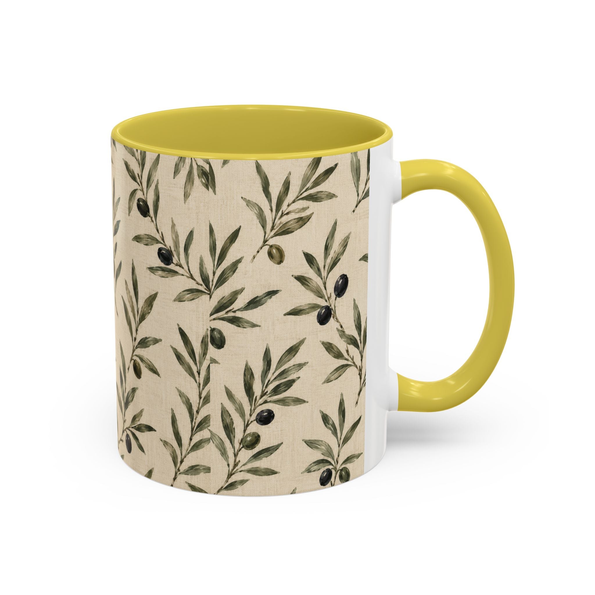 Olive Branch Pattern Ceramic Mug (11oz, 15oz) - Creations by Chris and Carlos