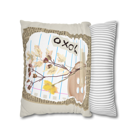 Botanical Collage Square Pillow — 'XOXO' Dried Flowers Decorative Throw Pillowcase - Creations by Chris and Carlos