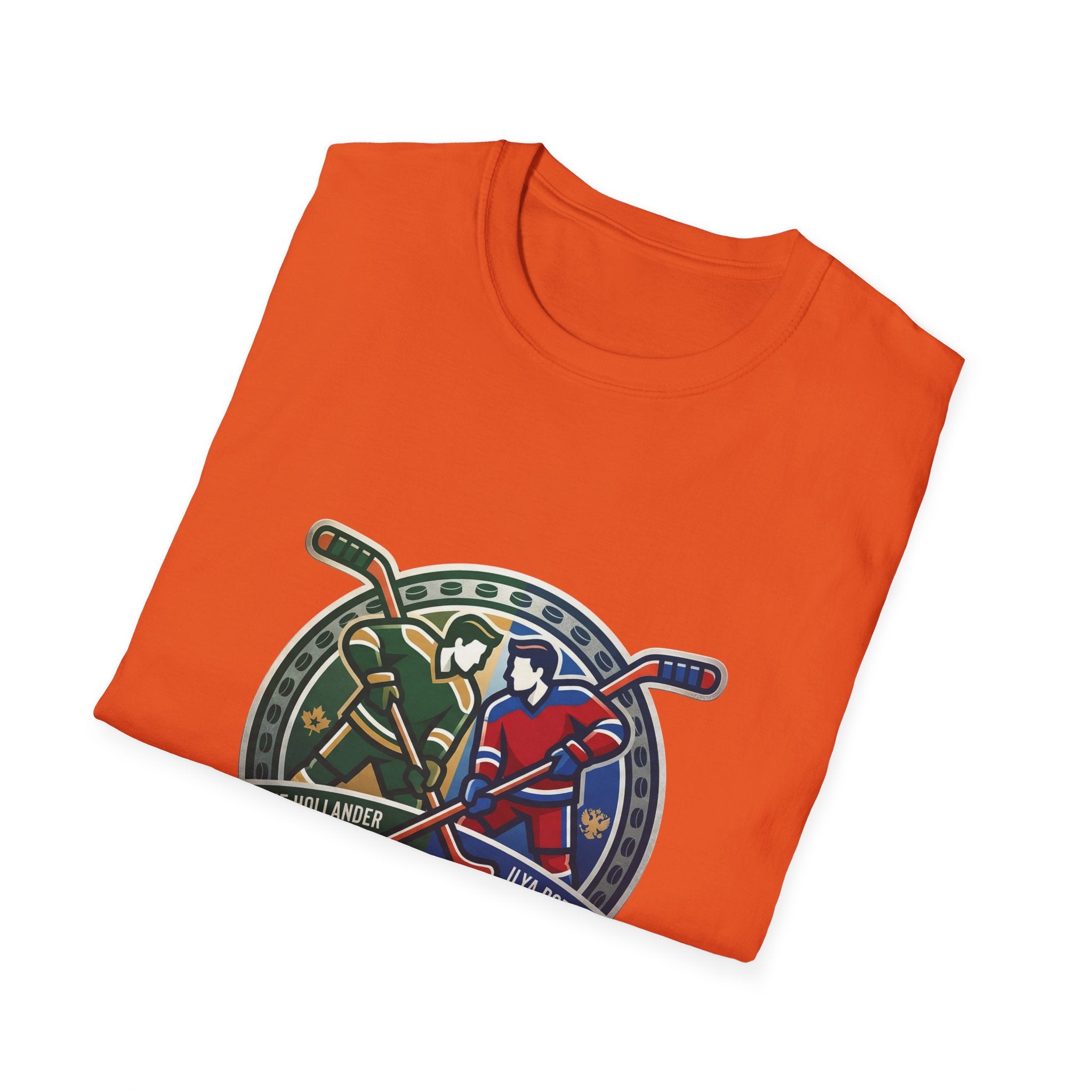 Hockey Heated Rivalry TV Show T‑Shirt — Vintage Stick & Player Crest - Creations by Chris and Carlos