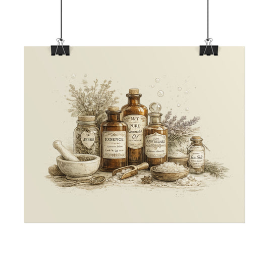 Herbal Apothecary Rolled Poster — Vintage Botanical Bottles Wall Art - Creations by Chris and Carlos