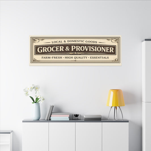 Grocer & Provisioner Vintage Canvas Sign - Rustic Farmhouse Kitchen Wall Art - Creations by Chris and Carlos