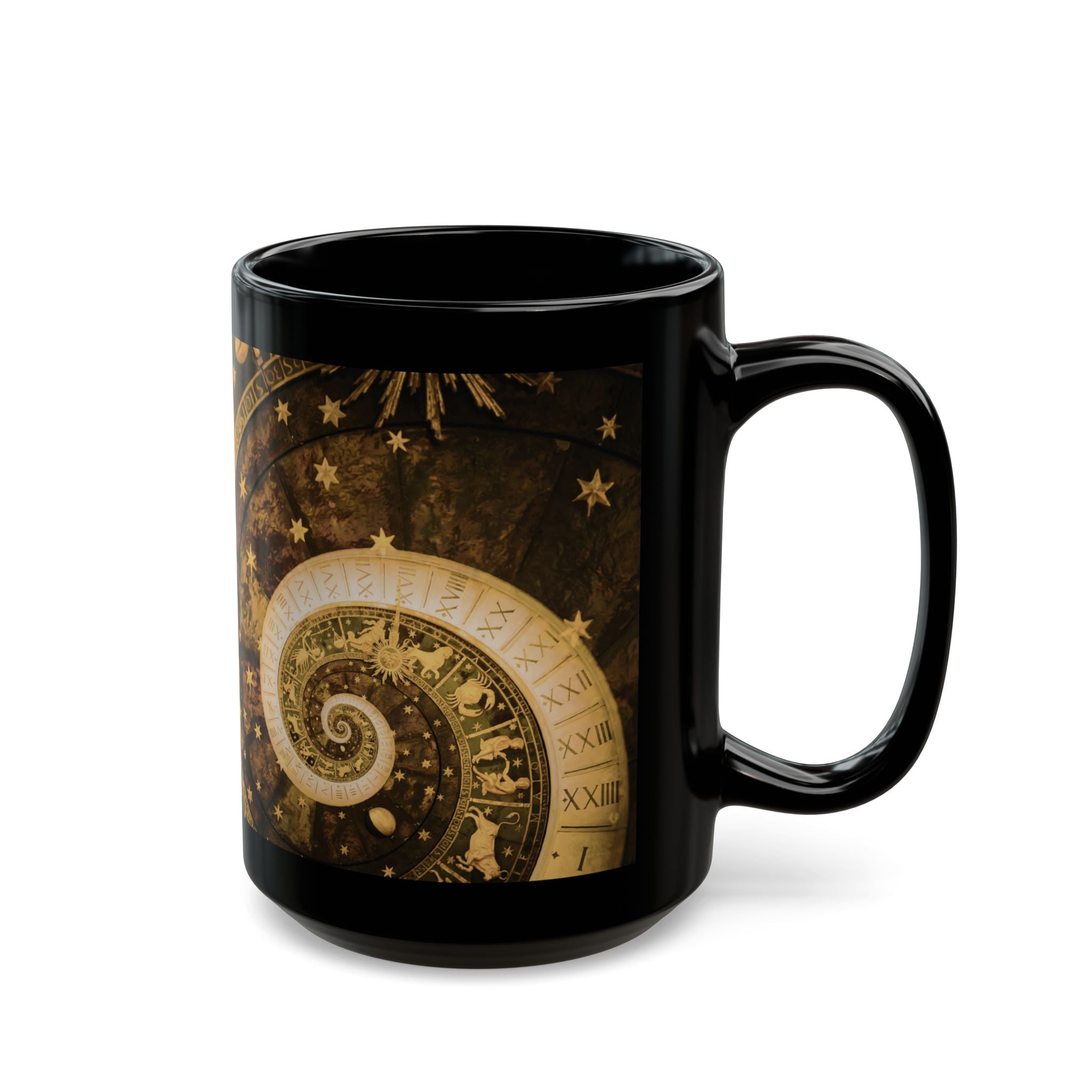 Astrology Spiral Black Mug — Zodiac Wheel Coffee Cup (11oz/15oz) - Creations by Chris and Carlos