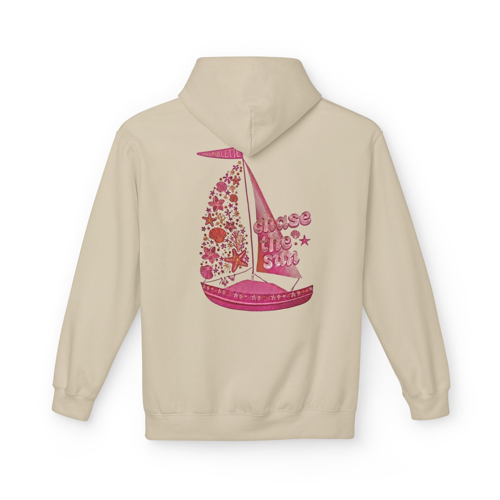 Pinky Palmtree Puff  Floral Graphic Hoodie — Vintage Botanical Note Print - Creations by Chris and Carlos