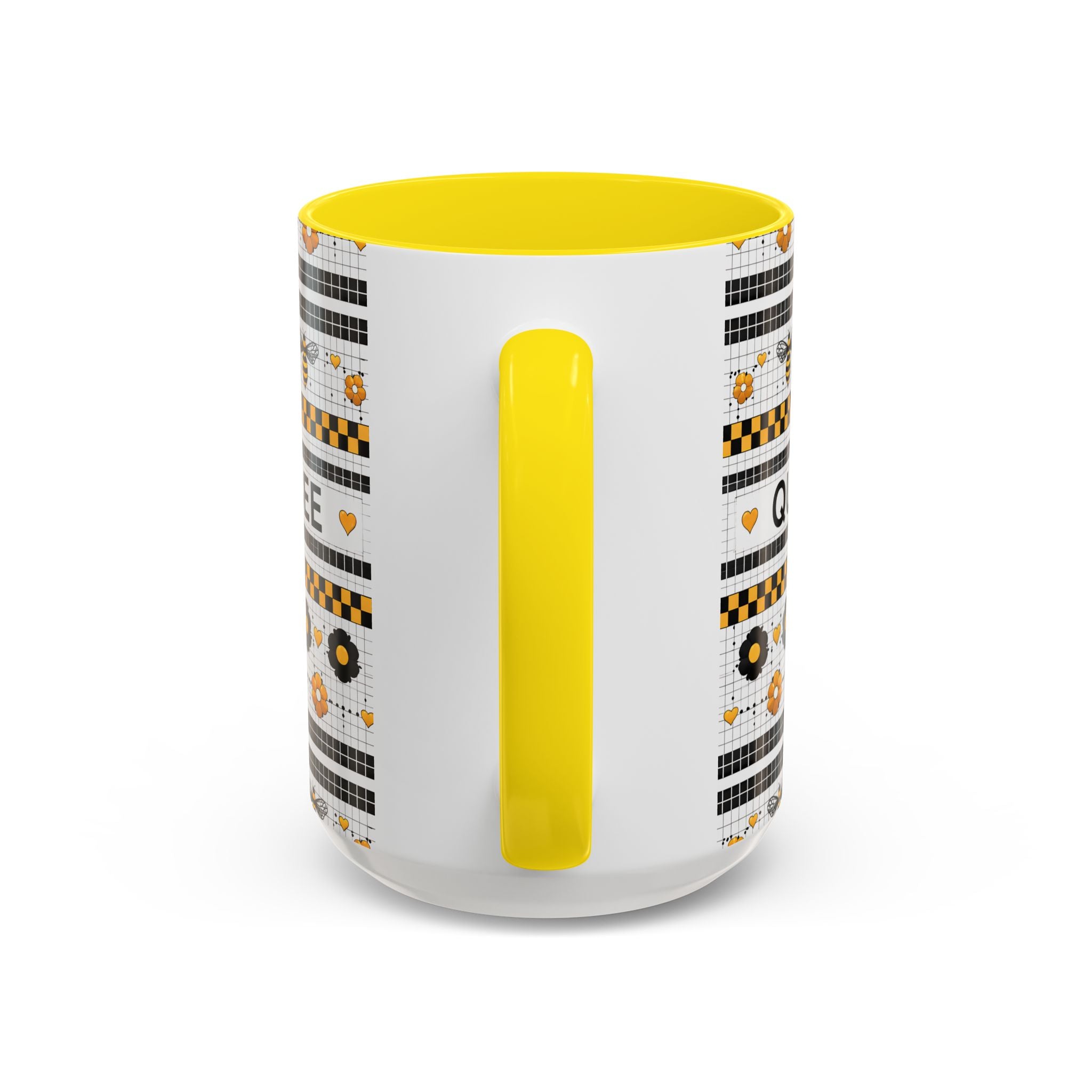 Queen Bee Coffee Mug — Black & Yellow Floral Accent Mug (11/15oz) - Creations by Chris and Carlos