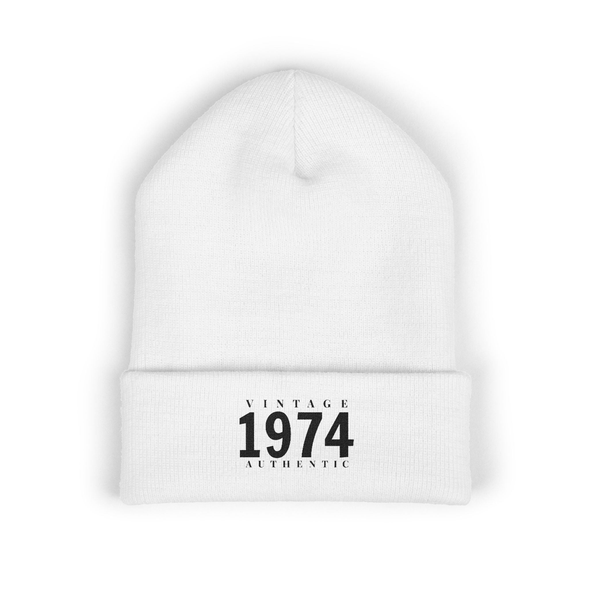Vintage 1974 Embroidered Cuffed Beanie- Personalize - Creations by Chris and Carlos