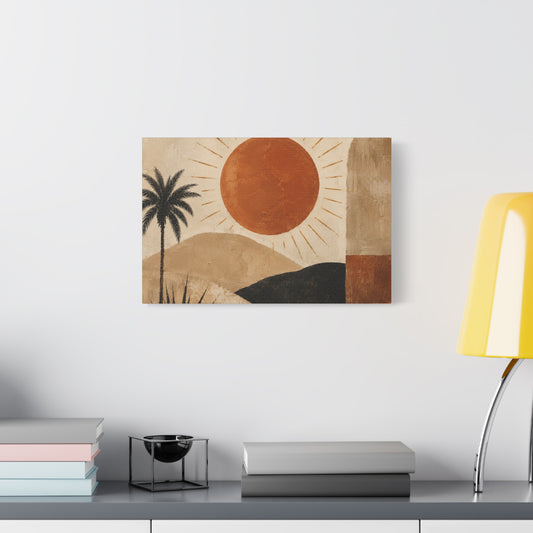 Desert Sunset Canvas Wall Art — Boho Palm & Terracotta Sun Matte Stretched Canvas - Creations by Chris and Carlos