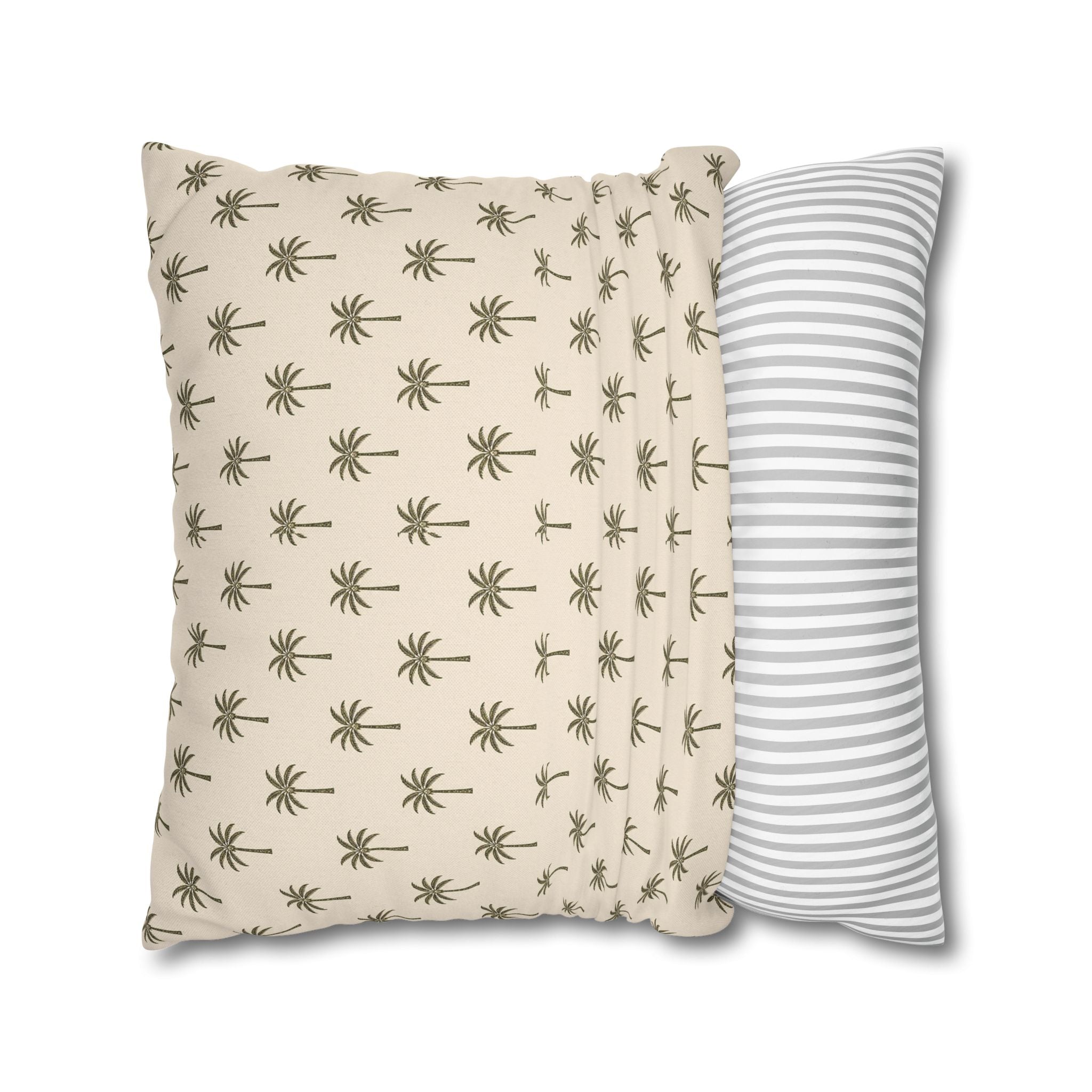 Palm Pattern Square Pillowcase — Tropical Beige Decorative Throw Pillow Cover - Creations by Chris and Carlos