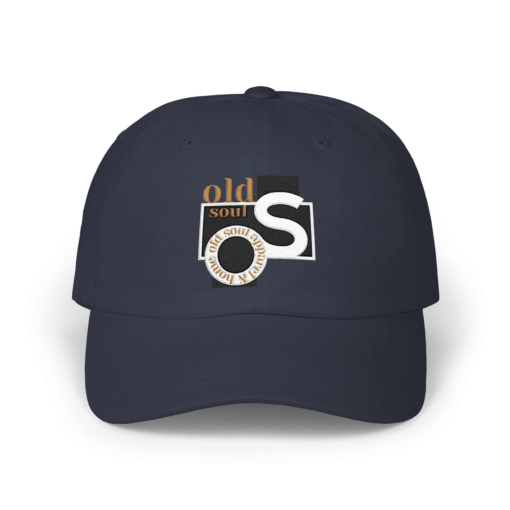 Classic Dad Cap – 'Old Soul' Retro Block Logo Embroidered Baseball Hat - Creations by Chris and Carlos