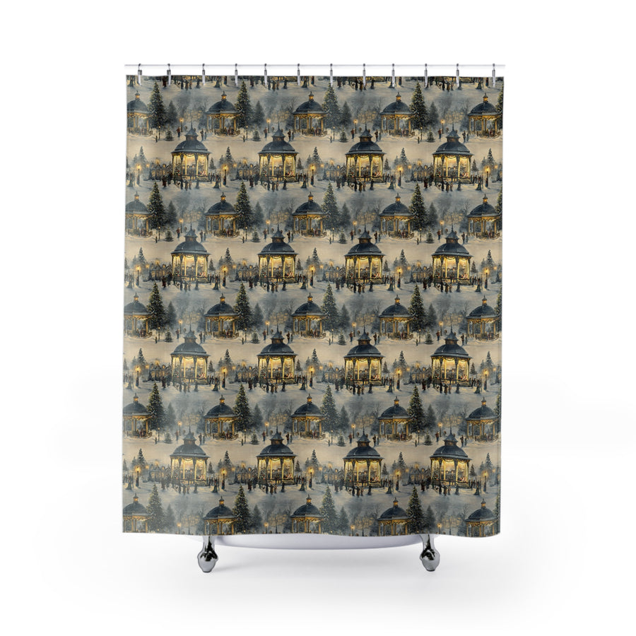 Hearth & Heritage- Winter Wonderland Shower Curtain, Cozy Bathroom Decor, Holiday Vibes, Rustic Wall Art, Gift for Homeowners, Christmas Decor