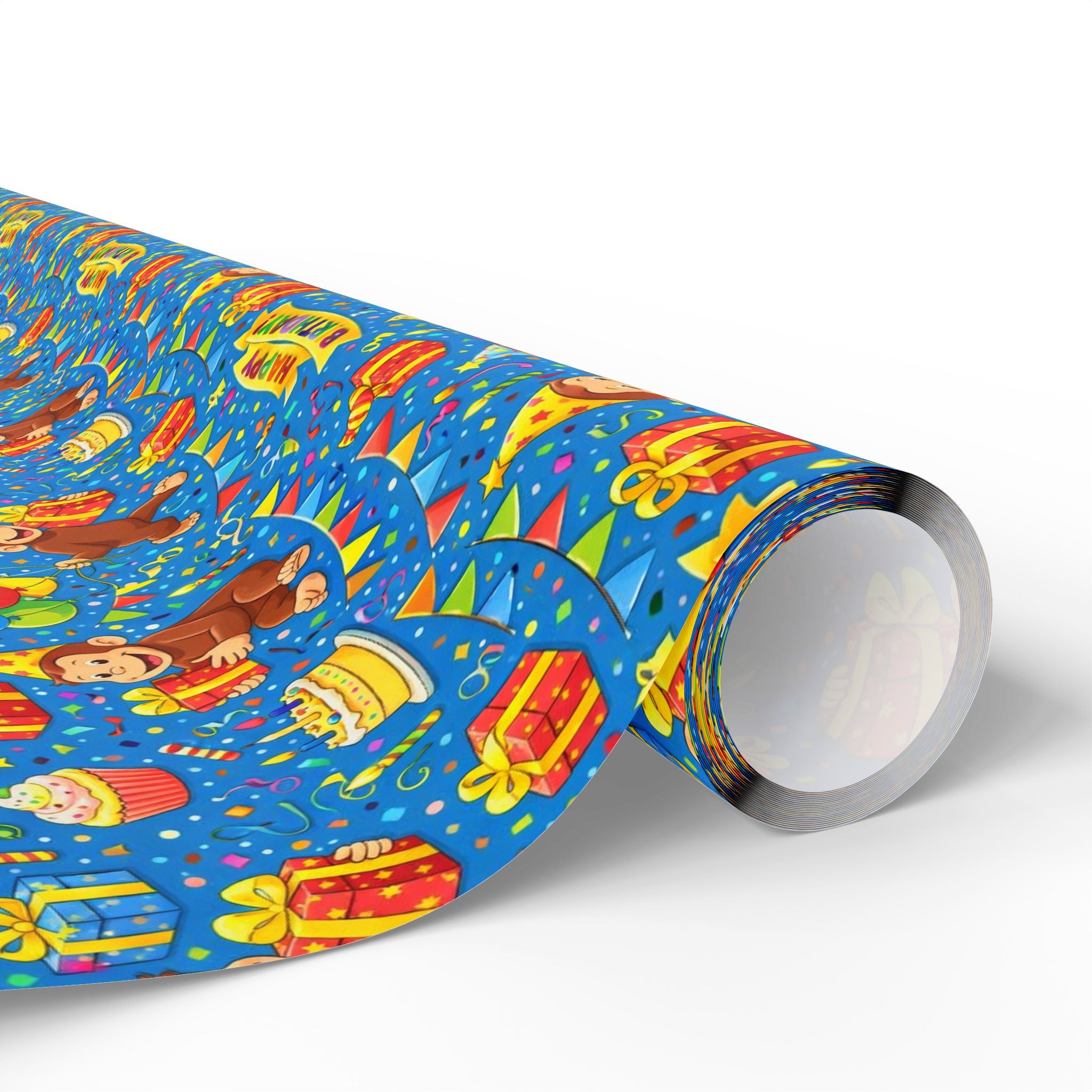 Wrapping Paper Roll — Colorful Birthday Presents & Party Curious George Animals Gift Wrap - Creations by Chris and Carlos