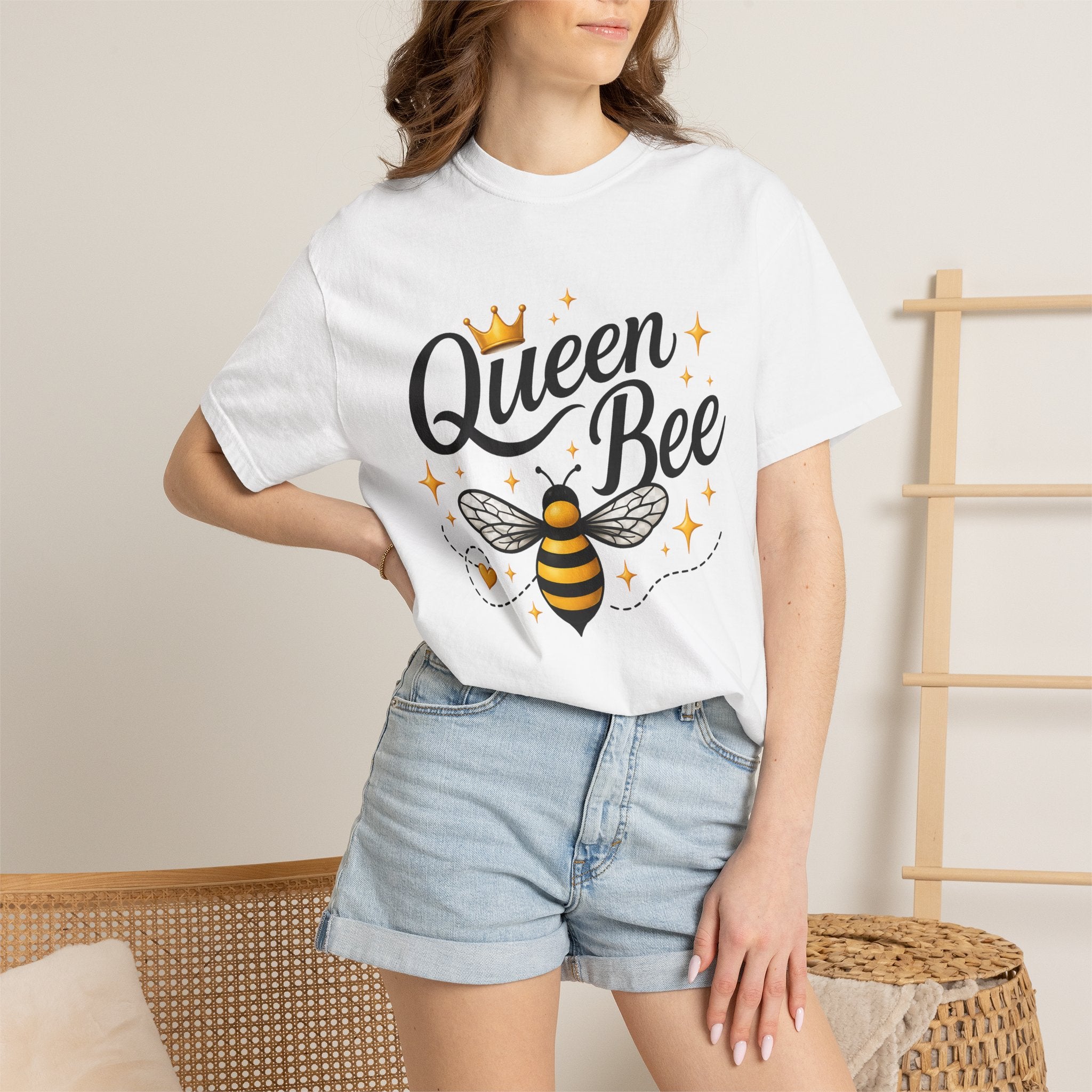 Queen Bee T-Shirt — Cute Crowned Bee Graphic Tee for Women - Creations by Chris and Carlos