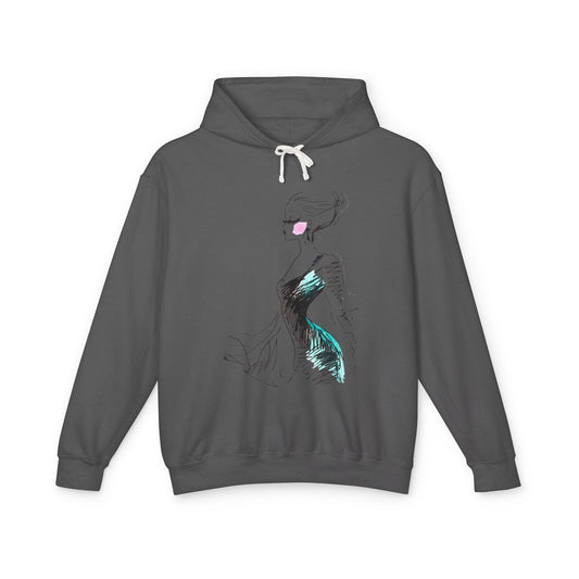 Fashion Sketch Hoodie — Elegant Brushstroke Dress Illustration - Creations by Chris and Carlos