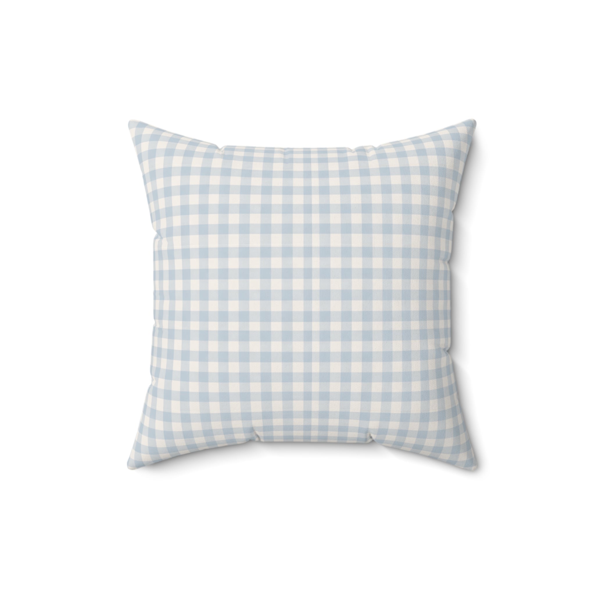 Gingham Faux Suede Square Pillow — Light Blue Check Decorative Throw Pillow - Creations by Chris and Carlos