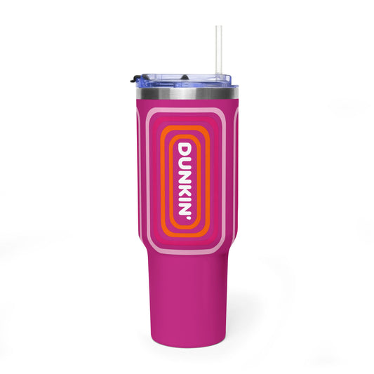 40oz Pink Retro Coffee Tumbler with 'Dunkin' Logo - Creations by Chris and Carlos