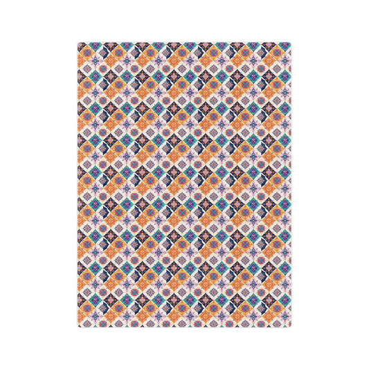 Velveteen Microfiber Blanket — Colorful Moroccan Tile Pattern Cozy Throw - Creations by Chris and Carlos