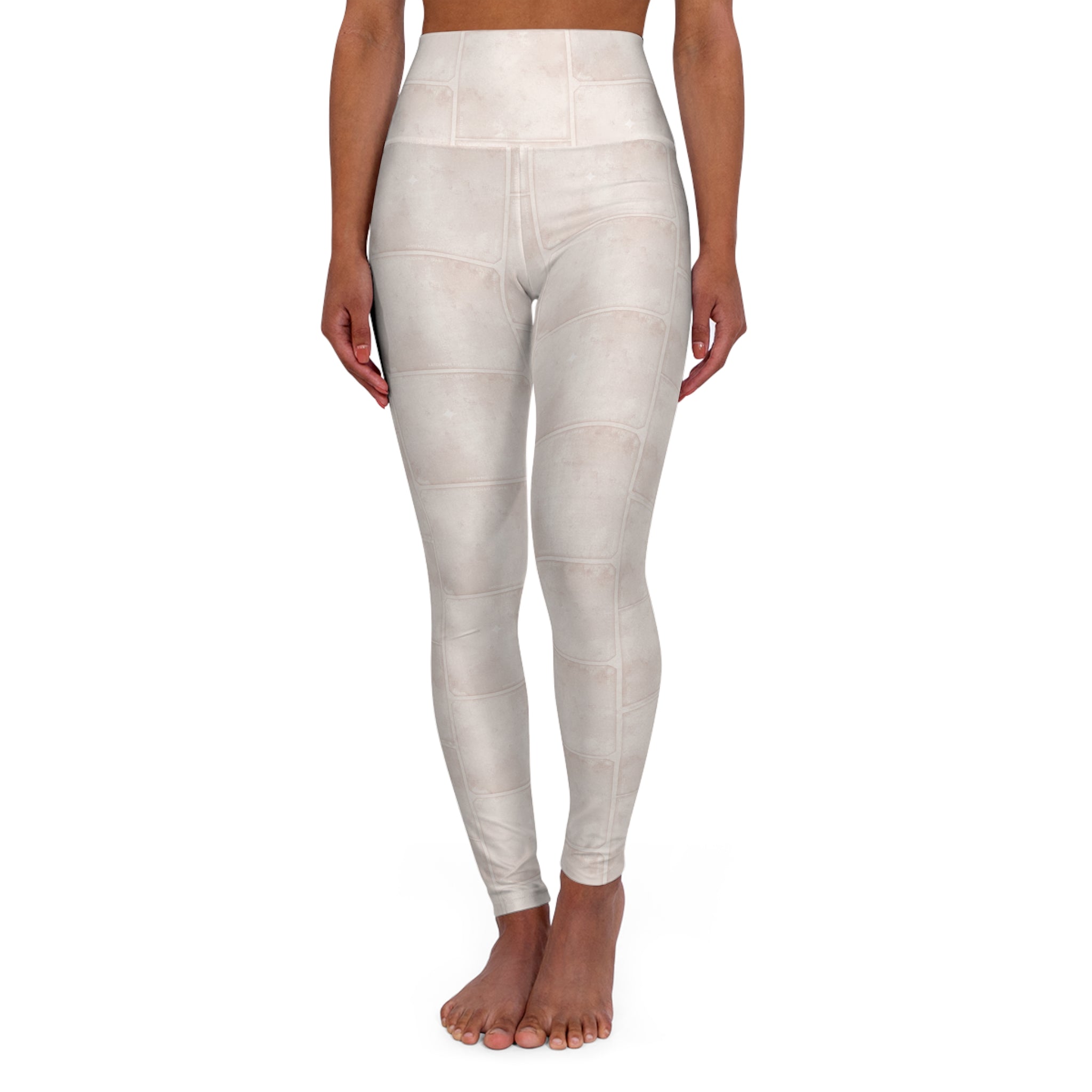 High-Waist Yoga Leggings — Light Blush Marble All-Over Print - Creations by Chris and Carlos