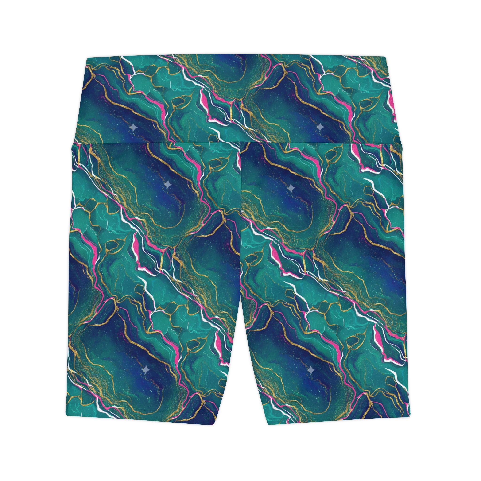 Marble Swirl Women's Workout Shorts — Multi Gold Athletic Biker Shorts - Creations by Chris and Carlos