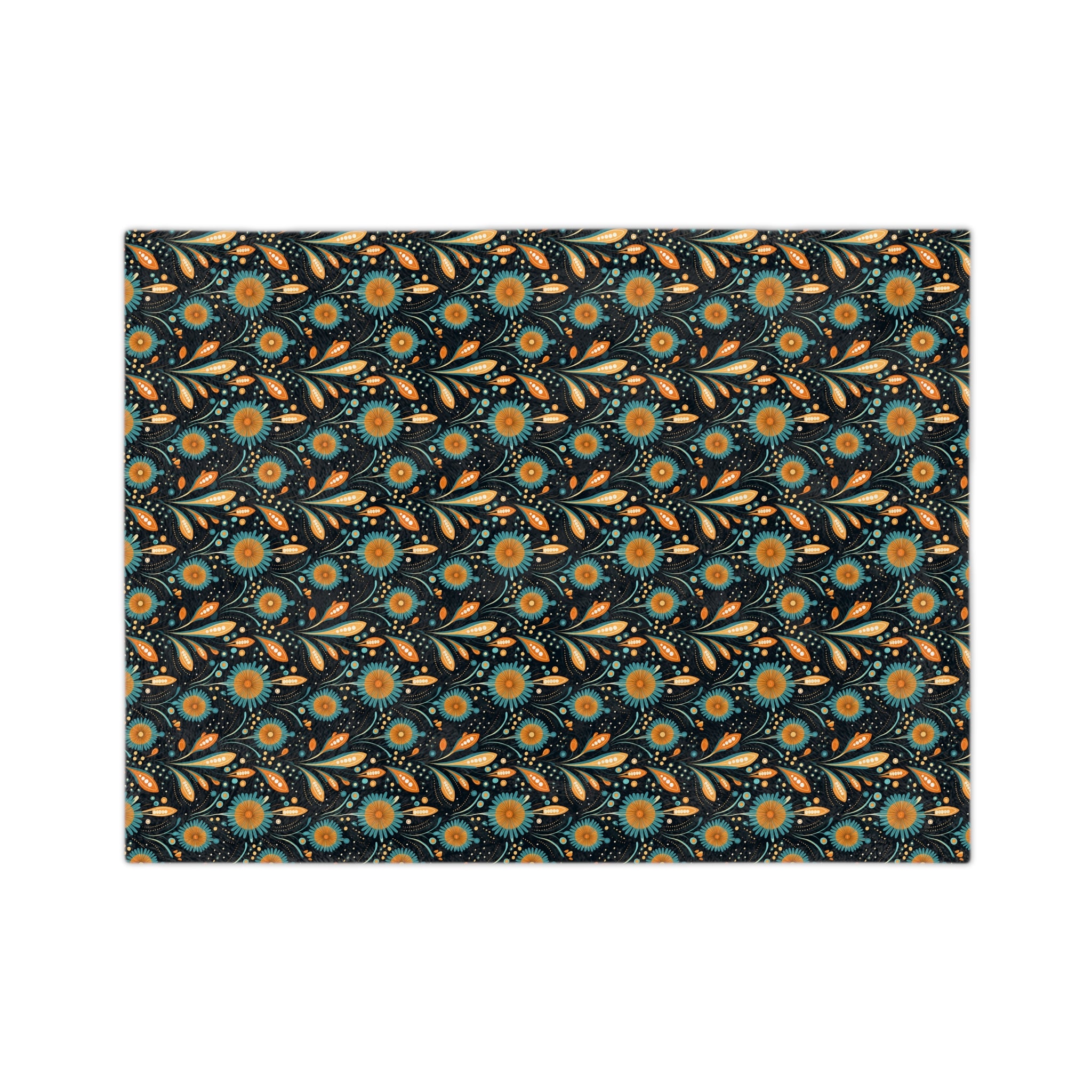Sol y Alegría (Sun and Joy) Collection-Floral Velvet Throw Blanket Teal & Gold Microfiber Pattern - Creations by Chris and Carlos