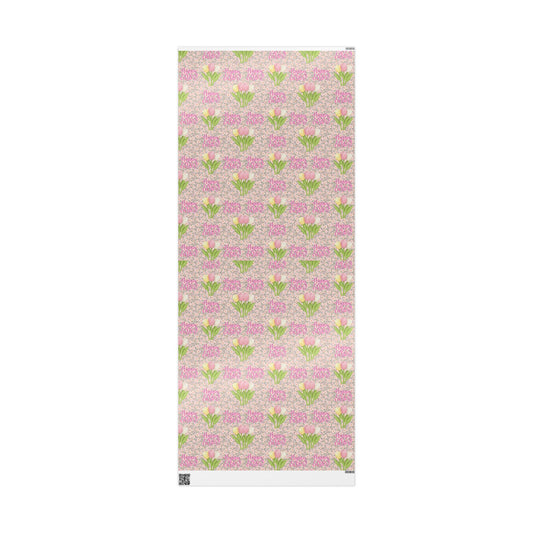Easter Floral Tulip Wrapping Paper Roll — Pink Vintage Bouquet Gift Wrap - Creations by Chris and Carlos