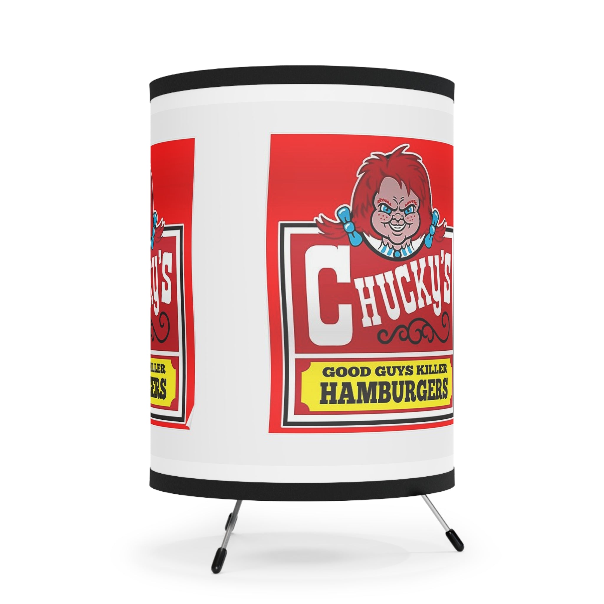 Chuckys Hamburgersr- Tripod Lamp with High-Res Printed Shade, US\CA plug - Creations by Chris and Carlos