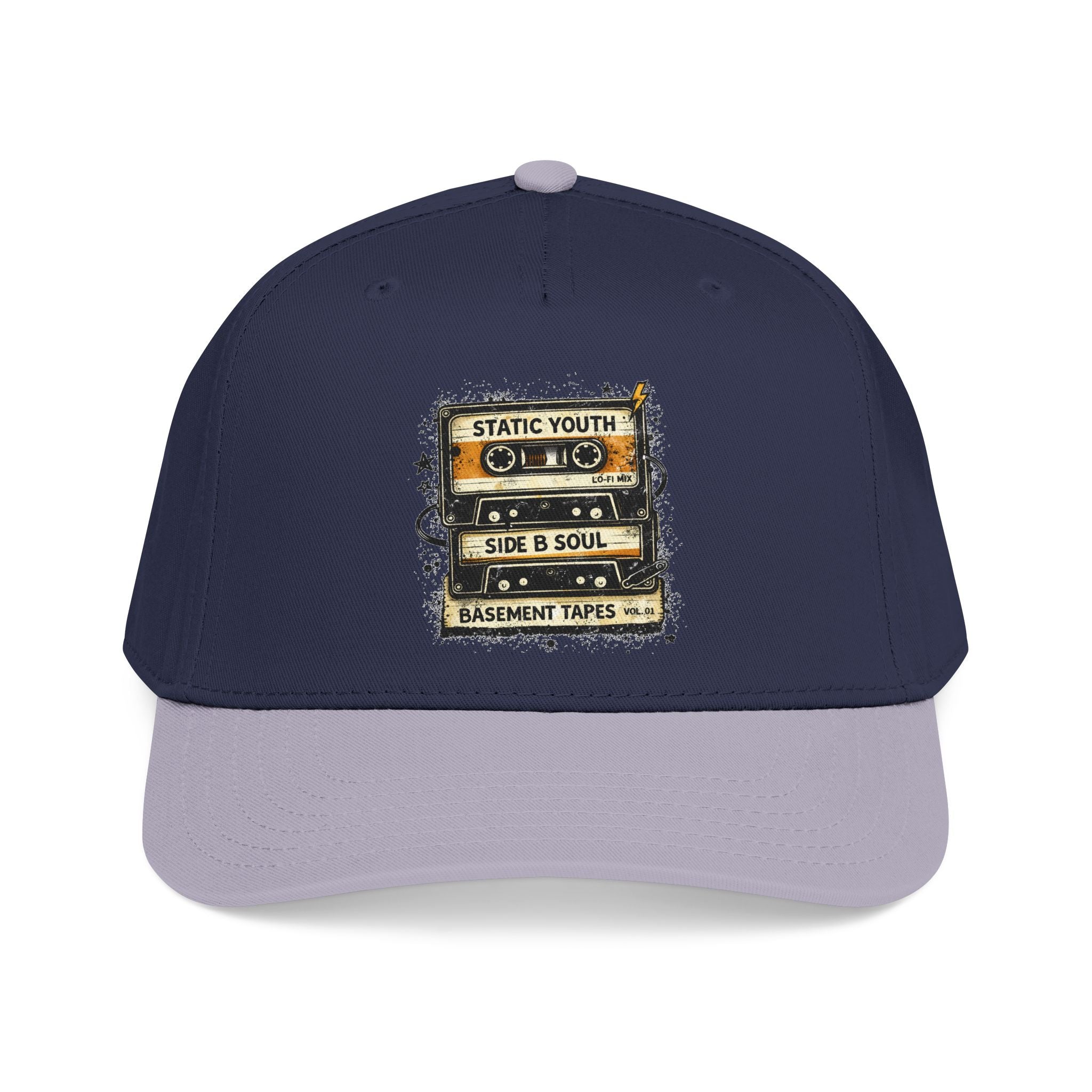 Vintage Cassette Baseball Cap — "Static Youth / Side B Soul" Retro Tape Design - Creations by Chris and Carlos