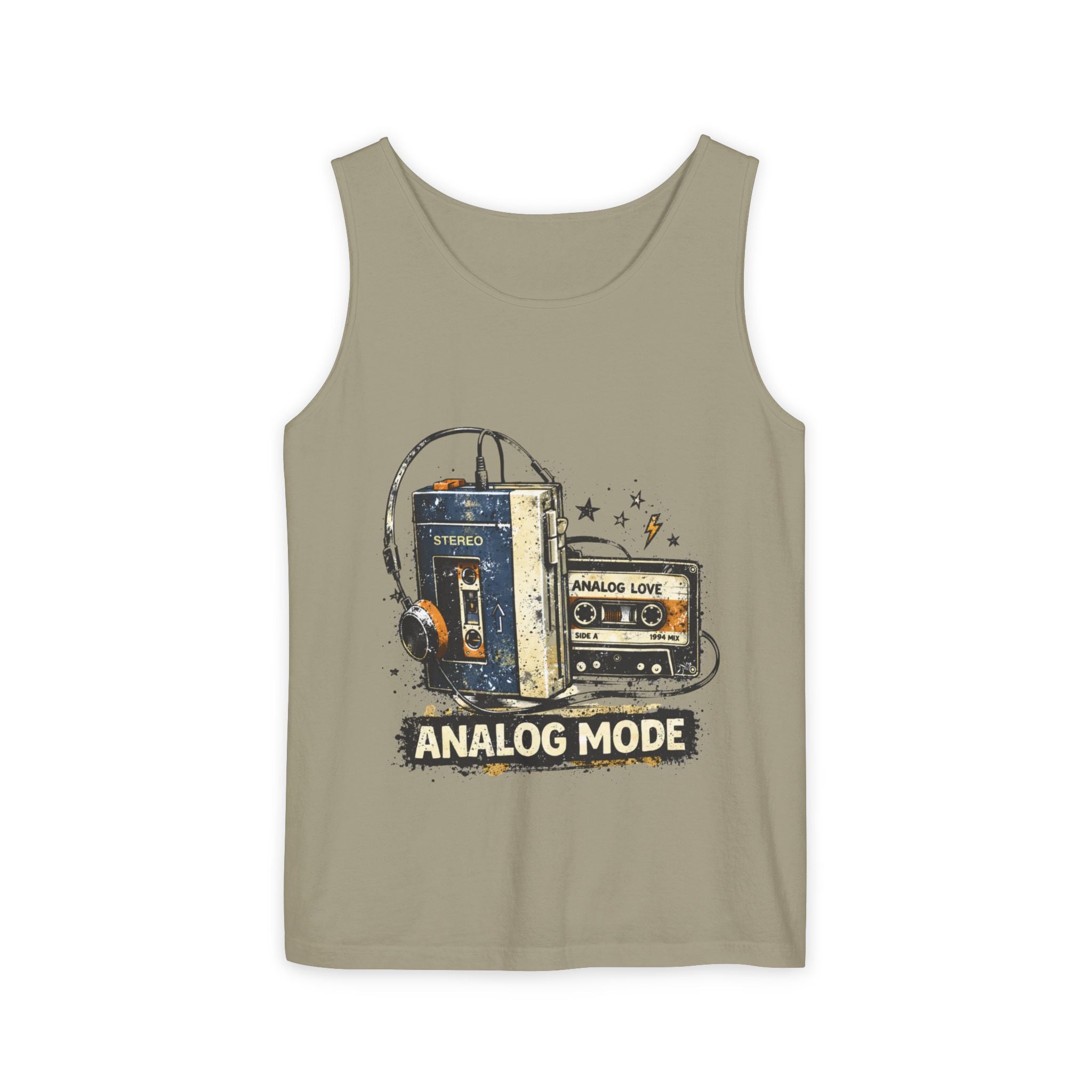 Analog Mode Tank Top — Retro Cassette & Headphones Vintage Music Tee - Creations by Chris and Carlos
